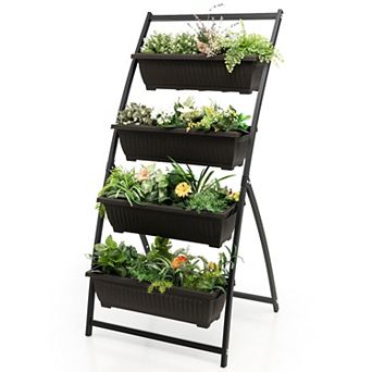 Costway 5 FT 4 tier Vertical Raised Garden Bed Elevated Planter Box w/4 Container Boxes