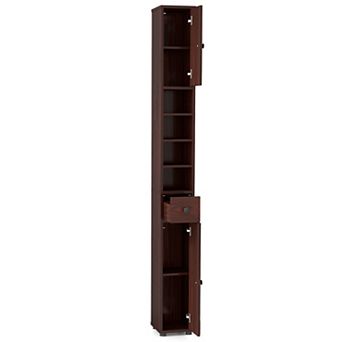 Freestanding Slim Bathroom Storage Cabinet with Drawer and Adjustable Shelves