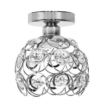 Silver Crystal Mini Chandelier, Semi-Flush Mount Ceiling Light