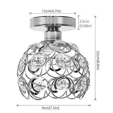 Silver Crystal Mini Chandelier, Semi-Flush Mount Ceiling Light