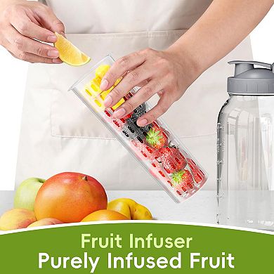 Fruit Infuser Glass Mason Jar Pitcher with Spout Handle Lid 64oz