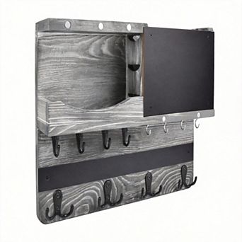 Wall-Mount Key Holder with Shelf and Mail Organizer 16 Hooks Farmhouse