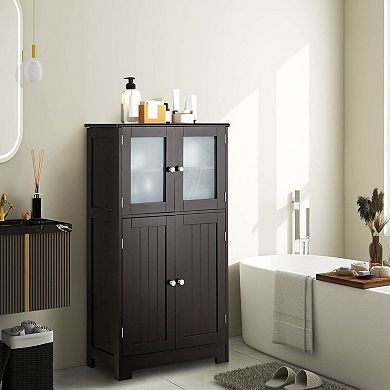 Bathroom Floor Storage Cabinet with Doors and Adjustable Shelf