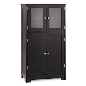 Bathroom Floor Storage Cabinet with Doors and Adjustable Shelf