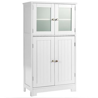 Bathroom Floor Storage Cabinet with Doors and Adjustable Shelf