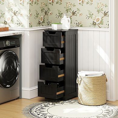 Freestanding Side Storage Organizer with 4 Drawers