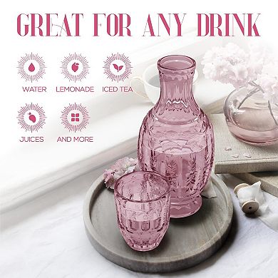 Vintage Bedside Water Carafe with Tumbler 33 Oz