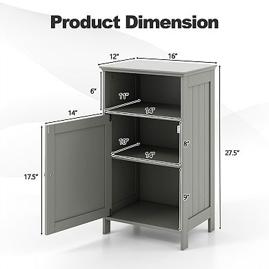 Freestanding Bathroom Storage Cabinet with Adjustable Shelves Floor Organizer