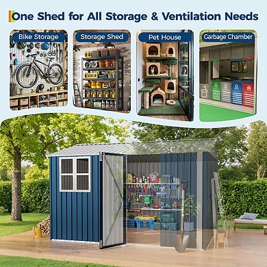 8X10 FT Storage Shed with Cross Windows & Double Doors,450 Cu Ft (ship in 2 boxes)