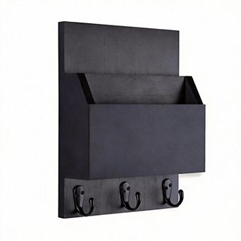 Wall Mount Entryway Key Mail Holder with 2 Slots and 3 Hooks