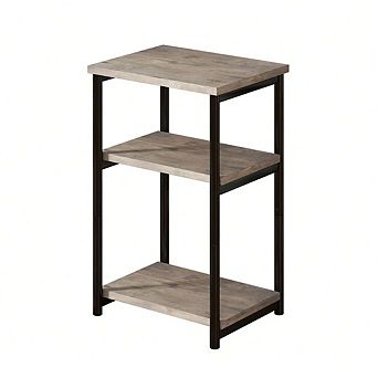 3 tier Side Table with Storage Tall End Table with Metal Frame Small Multifunctional Nightstand