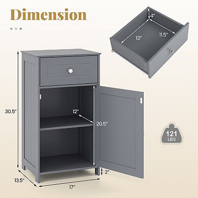 Single Door Bathroom Storage Cabinet with Adjustable Shelf and Drawer
