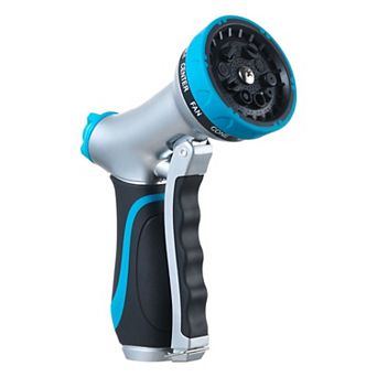10-Pattern Adjustable Garden Hose Sprayer for Lawn, Patio, and Car Washing - Blue, Black