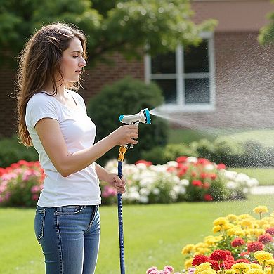 10-Pattern Adjustable Garden Hose Sprayer for Lawn, Patio, and Car Washing - Blue, Black