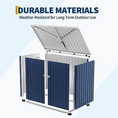 40 Cu.Ft Outdoor Trash Can Storage Box with Lock Latch & Sloped Roof