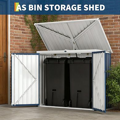 40 Cu.Ft Outdoor Trash Can Storage Box with Lock Latch & Sloped Roof