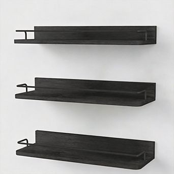 Floating Wall Shelves with Guard Rail Bathroom Over Toilet 3 pc