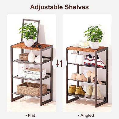 Narrow 4-Tier Shoe Rack Slim Space-Saving Shelf