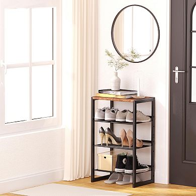 Narrow 4-Tier Shoe Rack Slim Space-Saving Shelf