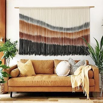 KSIZUIS Handwoven Macrame Wall Hanging - Large 57"x35" Tie-Dye Tapestry for Living Room