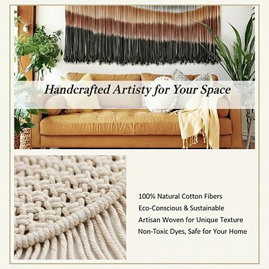 KSIZUIS Handwoven Macrame Wall Hanging - Large 57"x35" Tie-Dye Tapestry for Living Room