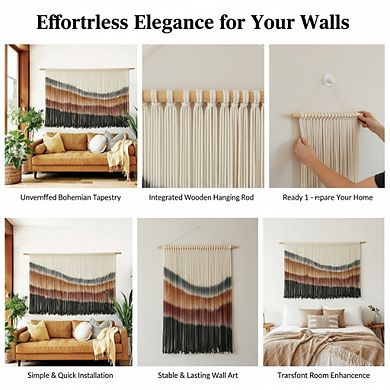 KSIZUIS Handwoven Macrame Wall Hanging - Large 57"x35" Tie-Dye Tapestry for Living Room