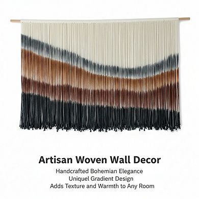 KSIZUIS Handwoven Macrame Wall Hanging - Large 57"x35" Tie-Dye Tapestry for Living Room