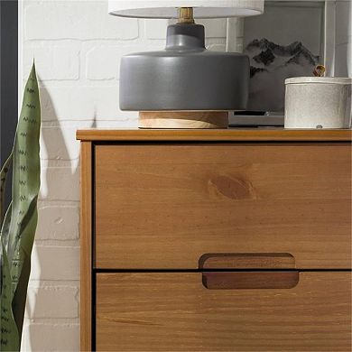 ZUQIETA Mid-Century Modern Nightstand with 2 Drawers & Shelf, 24" Caramel Wood End Table