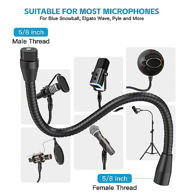 2Pack Microphone Gooseneck Stand, 13-inch and 19-inch Black Bundle