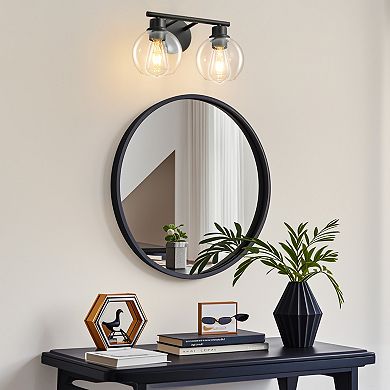 POWLIG 13.4" 2-Light Dimmable Bathroom Vanity Light - Black&Gold Finish with Clear Glass Shades