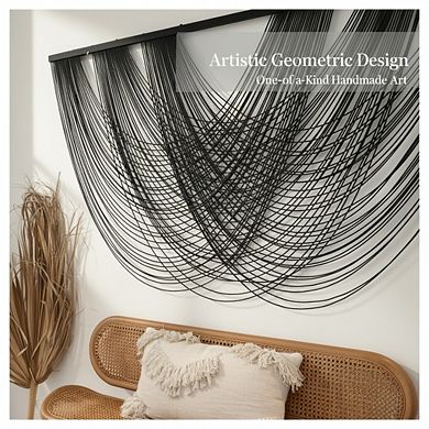 KSIZUIS Black Boho Macrame Wall Hanging - Large 59"x31" Yarn Tapestry for Living Room & Bedroom