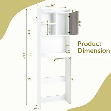 4-Tier Space Saving Over The bath fixture Storage Cabinet with Open Shelves