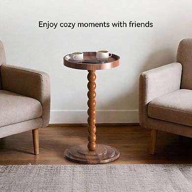 Round side table, suitable for small spaces, a small side table for the living room, bedroom, and so