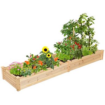 Costway Raised Garden Bed Wooden Elevated Planter Box Herbs Flowers Vegetables Bed Kit