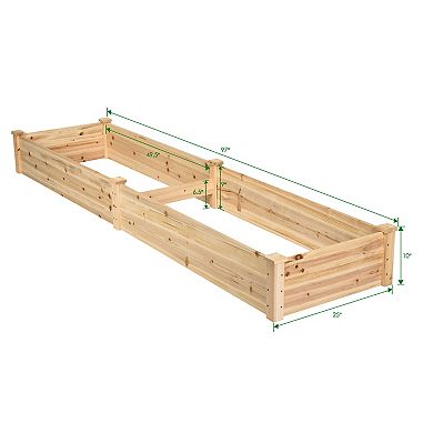Costway Raised Garden Bed Wooden Elevated Planter Box Herbs Flowers Vegetables Bed Kit