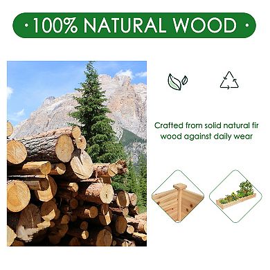 Costway Raised Garden Bed Wooden Elevated Planter Box Herbs Flowers Vegetables Bed Kit