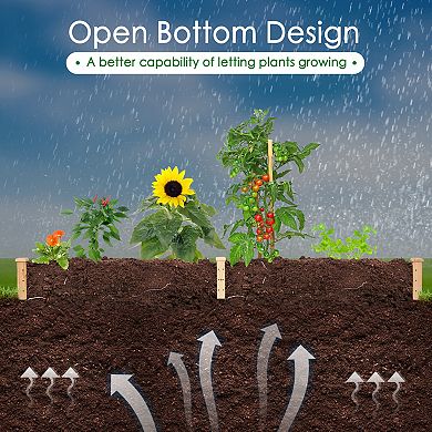 Costway Raised Garden Bed Wooden Elevated Planter Box Herbs Flowers Vegetables Bed Kit