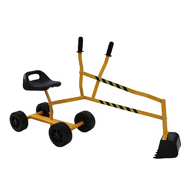 Toy Excavator Riding Sand Dredger with Wheels Yellow