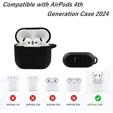 AirPods 4 Case, Soft Silicone, Fluffy Ball Keychain Black
