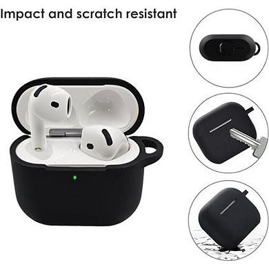 AirPods 4 Case, Soft Silicone, Fluffy Ball Keychain Black