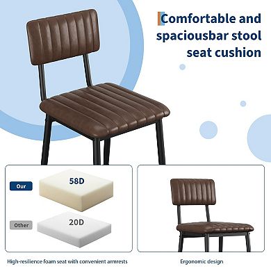 25.6" Counter-Height Modern Bar Stools Set of 2,400LBS PU Leather Kitchen Island Bar Chairs