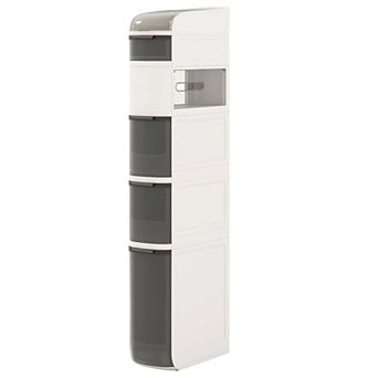 4 tier Narrow Bathroom Storage Cabinet with Drawers and Tissue Holder