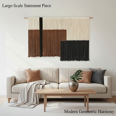 KSIZUIS Handwoven Macrame Wall Hanging - Large Dip-Dyed Boho Tapestry, 57”x35” Fiber Art