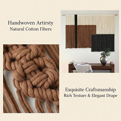 KSIZUIS Handwoven Macrame Wall Hanging - Large Dip-Dyed Boho Tapestry, 57”x35” Fiber Art