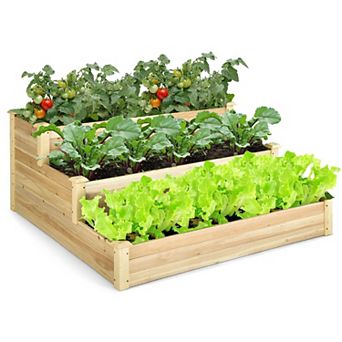 Costway 3 tier Raised Garden Bed Wood Planter Kit for Flower Vegetable Herb 48x 48x 22 in