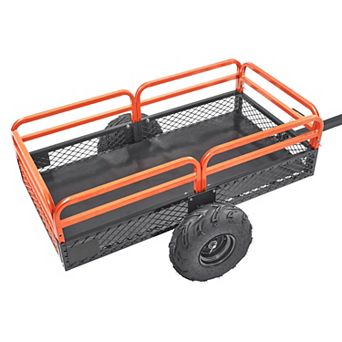 Heavy Duty Steel ATV Dump Trailer 1500-Pound Load Capacity 15 Cubic FT with Removable Sides 2 Tires