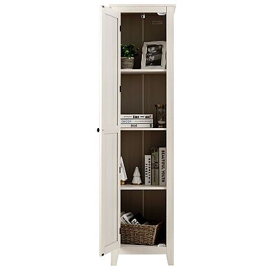 Tall Slim Linen Tower Bathroom Storage Cabinet with Shelves