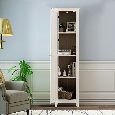 Tall Slim Linen Tower Bathroom Storage Cabinet with Shelves