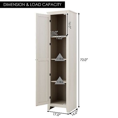 Tall Slim Linen Tower Bathroom Storage Cabinet with Shelves
