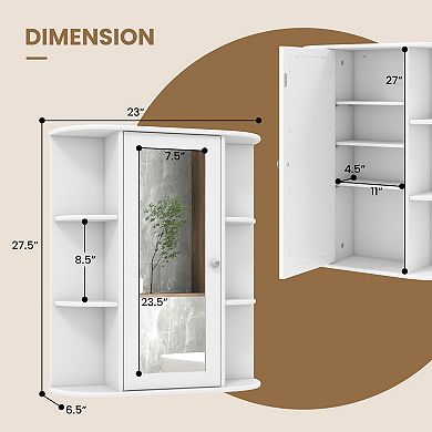 Bathroom Medicine Cabinet with Single Mirror Door and Adjustable Shelf